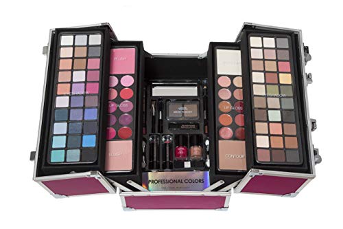 Markwins Maletín de Maquillaje Professional Color Pink Train Case - The Color Workshop - Un Kit de Maquillaje Profesional Completo en un Gran Maletín Plateado y Elegante para Llevar Siempre Contigo