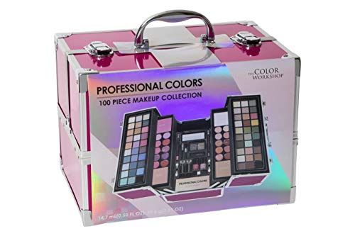 Markwins Maletín de Maquillaje Professional Color Pink Train Case - The Color Workshop - Un Kit de Maquillaje Profesional Completo en un Gran Maletín Plateado y Elegante para Llevar Siempre Contigo