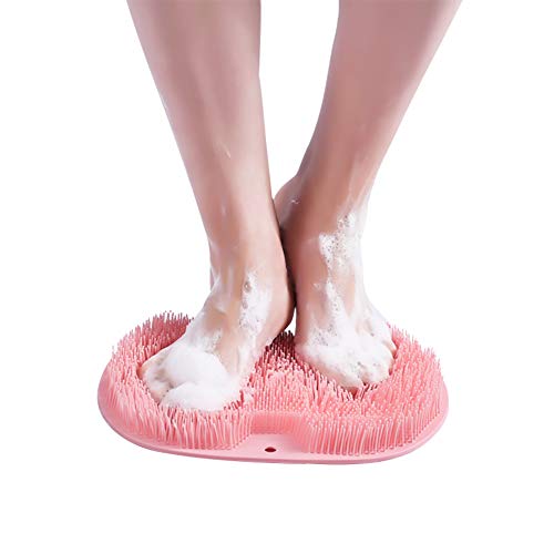 Masajeador y limpiador de pies, mejora la circulación de los pies y reduce el dolor de pies, alivia los pies cansados y doloridos, antideslizante con ventosas (rosa)