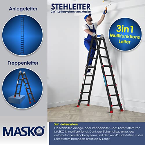 Masko® Escalera telescópica Multifuncional de Aluminio, Escalera Plegable Inclinada