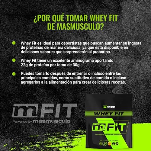 MASMUSCULO - MM Fit Line - Proteína Whey - Proteína Suero de Leche - 1 kg - Recuperador Muscular - Mejora el Rendimiento Físico - Aumenta la Masa Muscular - Sabor Plátano