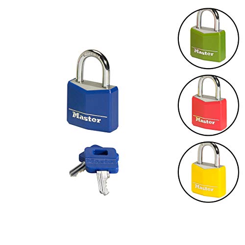 Master Lock 9131EURDCOL Candado con Llave con cuerpo de aluminio macizo revestido, Multicolor, 1 unidad