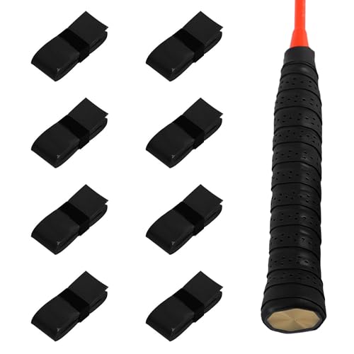 MAXQUU 8 unidades de cinta de agarre de tenis, antideslizante, banda de agarre transpirable con agujeros, cinta de agarre para raqueta de bádminton, cinta para raqueta de squash (negro)