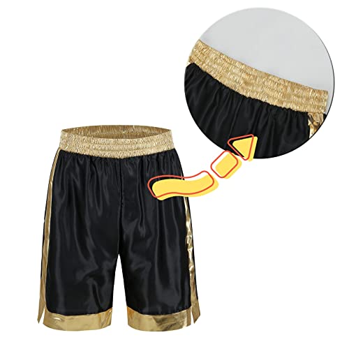 maxToonrain Disfraz de boxeador divertido para hombre, disfraz de Holloween para adultos, divertido estampado de manchas, con capucha, traje de boxeo + pantalones cortos (dorado, M)
