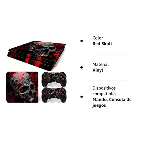 Mcbazel Calcomanías de la Serie de patrón Adhesivo de Piel de Vinilo para PS4 Slim (cráneo Rojo)