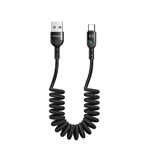 mcdodo Cable USB C,3A QC 4.0 Carga de Datos-espiral extensible hasta 1,8 m (negro)
