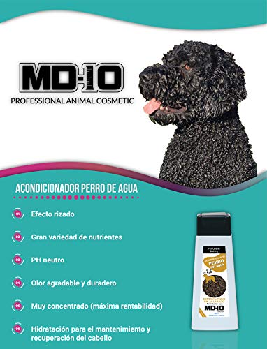 MD-10 COLLECTION Champú + Acondicionador para Perro de Agua + 2 Botellas Mezcladoras (750ml, Marron)