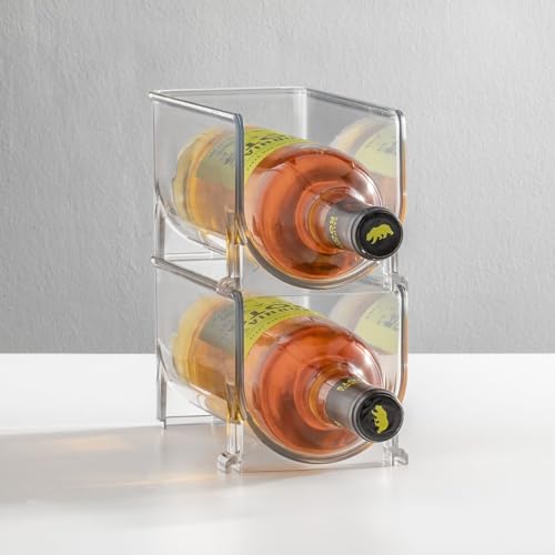 mDesign – Soporte para Botellas de Vino y Otras Bebidas – Botellero para vinos para Dos Botellas – Práctico Accesorio de Cocina – Fabricado con plástico – Color: Transparente