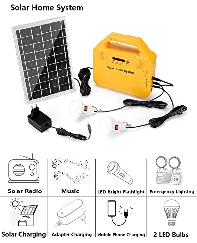 MeetUs Sistema de iluminación solar de emergencia, kit de generador de energía solar portátil para alimentación de emergencia, hogar y exterior, generador solar multifunción