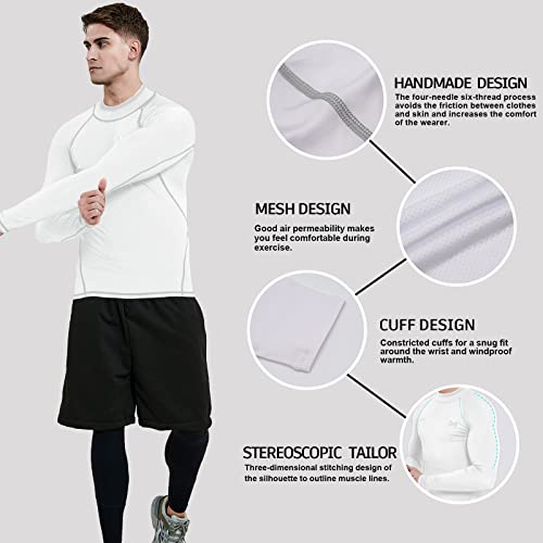 MEETYOO Camiseta Compression Hombre, Hombre Ropa deportiva Manga Larga Base Layers para Running Gym Ciclismo