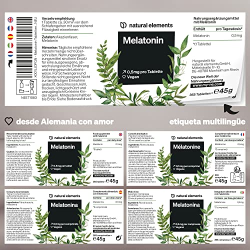 Melatonina 365 Tabletas (1 Año) – Melatonina Pura – Complemento de Melatonina para dormir bien – el insomnio y reposar mejor – Melatonina Fuerte para dormir – Clínicamente Probado