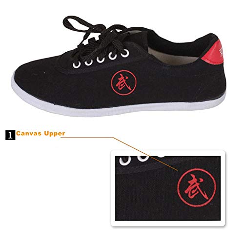 Meng Zapatos de Taewondo de Artes Marciales, Deportes Unisex Transpirables Karate Kung Fu Tai Chi Zapatos for niños Adolescentes Adultos (Color : Black, Size : 43)