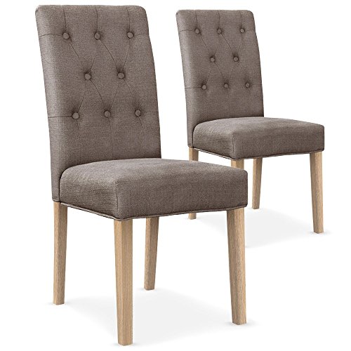 Menzzo  Juego de 2 sillas con diseño Acolchado/capitoné Gaya, Tejido Color Topo