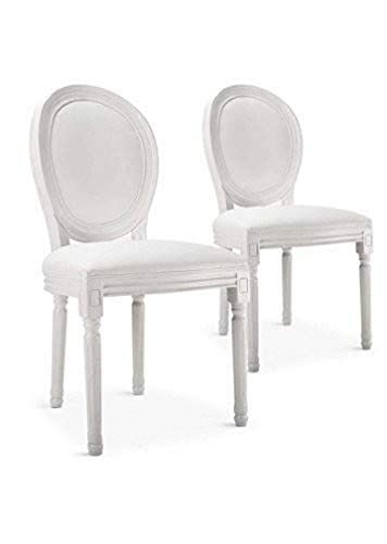 Menzzo  – Juego de 2 sillas medallón Louis XVI sintética Color Blanco