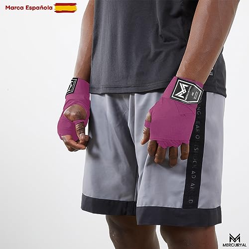 MERCURYAL Vendas Boxeo 4m para Proteger la Mano - Vendas Boxeo Guantes Interiores - Cinta Boxeo - Hand Wraps Muay Thai MMA Kick Boxing Artes Marciales - Vendas para Mujeres y Hombres (4 M, Rosa)
