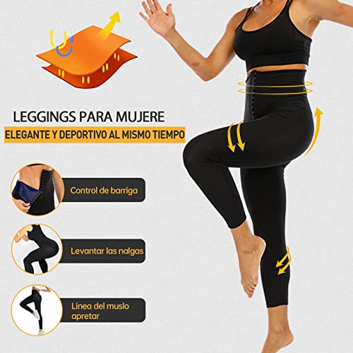 Merlvida Pantalones Sauna Adelgazantes Mujer Nanotecnología Leggins Reductores Mujer Push Up Pantalón de Sudoración Adelgazar Mallas Deporte Cintura Alta Mayas Deportivas Mujer Para Gym Fitness Yoga