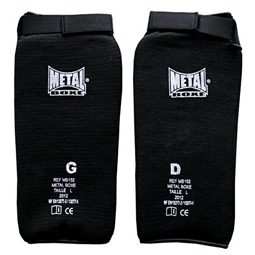 Metal Boxe MB152 - Espinilleras de Boxeo, Color Negro, Talla L