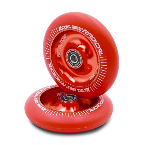 Metal Core Rueda Radical Monocromática para Scooter Freestyle, Diámetro 100 mm (Rojo)