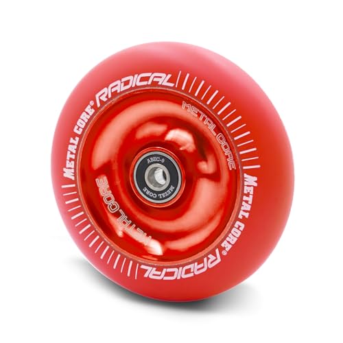 Metal Core Rueda Radical Monocromática para Scooter Freestyle, Diámetro 100 mm (Rojo)