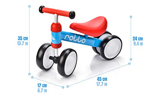 meteor Bicicleta sin Pedales para Niños 1-5 años hasta 20 kg Ultraligera Mini Bici Bebés Infantil Andadores Bebé Equilibrio con Sillín y Manilar Regulable Ruedas bombeadas First Bike (Rollo Blue/Red)