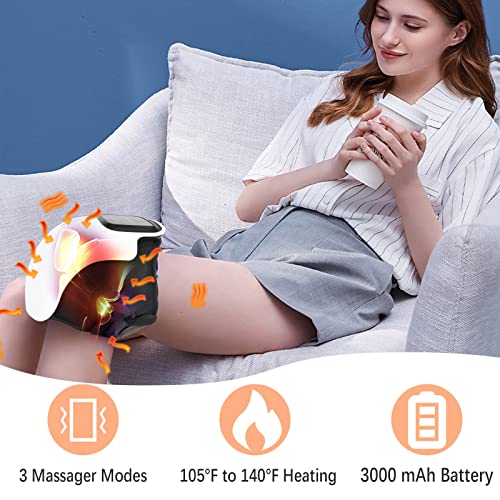 Mevip Masajeador de rodilla inalámbrico, pantalla de botón táctil LED, puerto de carga tipo C, tres modos de calefacción, fatiga y dolor de rodilla