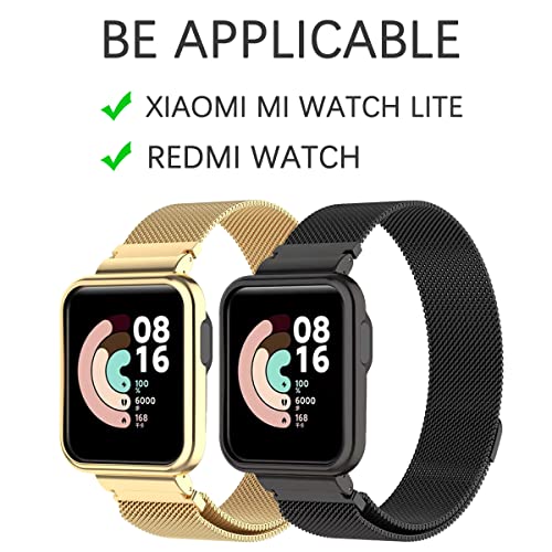 Mi-Case Correa milanesa de Metal magnética Compatible con Xiaomi Mi Watch Lite/Redmi Watch, Correas de Malla de Acero Inoxidable magnéticas de Repuesto para Xiaomi Mi Watch Lite/Redmi Watch-Oro rosa