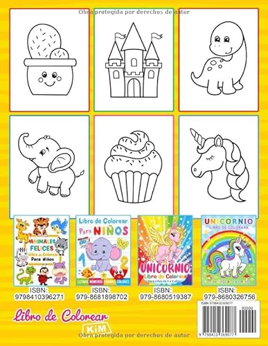 Mi primer libro para colorear: 100 imágenes fáciles y divertidas de objetos cotidianos y animales para colorear para niños a partir de 1 año.