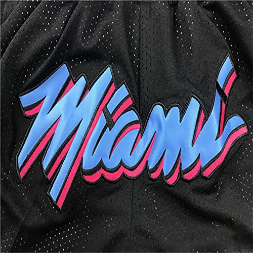 Miami Heat City Edition - Pantalones cortos de baloncesto, para hombre (secado rápido, con bolsillos), negros, S