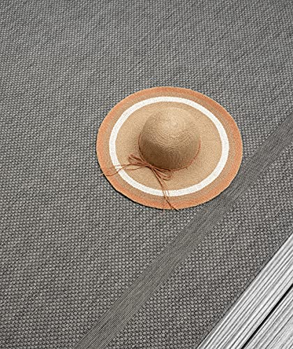 Mia's Teppiche Málaga - Alfombra para interior y exterior, tejido plano, diseño moderno, colores elegantes, adecuada para balcón y terraza, lavable y resistente a la intemperie, antracita, 240 x 340