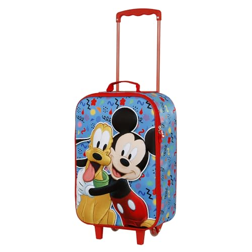 Mickey Mouse Mates-Maleta Trolley Soft 3D, Azul, 17 x 33 x 52 cm, Capacidad 26 L