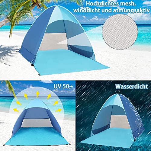 Miconi Pop Up Tienda de Playa para 1-3 personas Anti-UV Protección Solar UPF 50, Portátil para Jardín, Camping, Viajes, Pesca, Picnic y Deportes al Aire Libre (165*150*110)cm