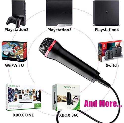 Micrófono con Cable USB de 4 Metros para Guitar Hero, Rock Band, Let's Sing, Singsatr Compatible con PC/PS2/PS3/PS4/PS4 Pro/Wii/Wii U/SWITCH/XBOX360/XBOX ONE/XBOX ONE X/XBOX ONE S/XBOX Series S/X