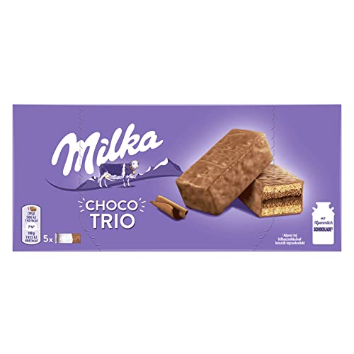 Milka Choco Trio Bizcocho de Cacao y Cubierto con Chocolate con Leche de los Alpes 150g