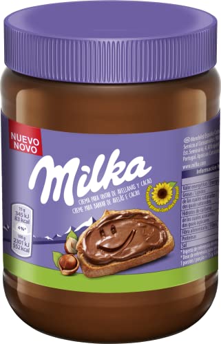 Milka Crema Untable de Avellanas y Cacao creada con Leche 100% de los Alpes y Aceite de Girasol 340g