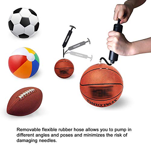 MINGRU Bomba de Bola para Baloncesto, fútbol, Voleibol, Rugby, Bola de Waterpolo y Otros inflables Bomba de Aire, Agujas y boquillas Incluidas