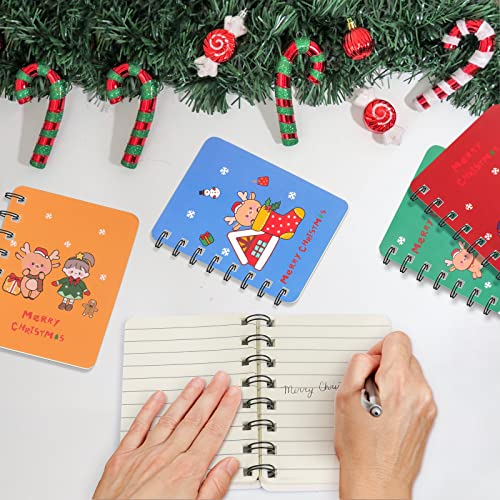 Mini Cuaderno de Navidad, 12 Piezas Mini Diario Bloc de Notas, Portátil Pequeño Bloc de Notas en Espiral, Cuaderno de Bolsillo, Mini Cuaderno de Papá Noel de Muñeco de Nieve para Niños