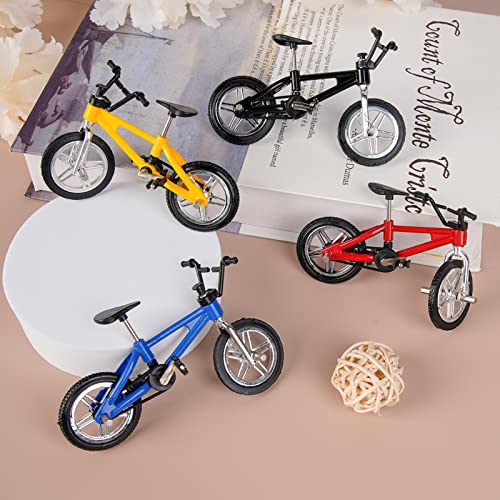 Mini Dedo Bicicleta Metal Juego，4 Piezas Modelo de Bike Ornamento de Finger para Niños y Adultos como un Regalo de Nuevo Año Cumpleaños y Navidad