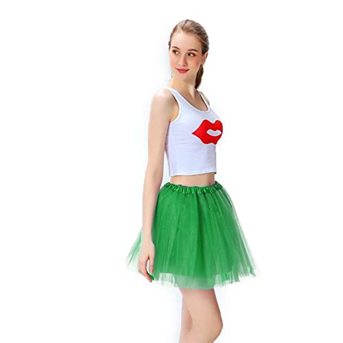 mini kitty Tutu Falda para Mujer Faldas de Tul Elástico 4 Capas Disfraces de Ballet Bail Tutus Niña para Halloween Fiesta Costume Carnaval Bailarina (Verde)