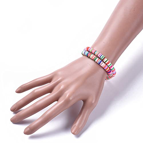 Miniblings Juego de 2 pulseras de perlas, pulsera de la suerte para madre y niño, cuentas de vinilo coloridas, diseño de arco iris, verstellbar, Plástico