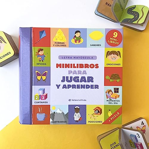 Minilibros para jugar y aprender: Cuentos bebés - Caja con 9 minilibros apilables; Aprender conceptos y palabras, juego, de 0 a 5 años