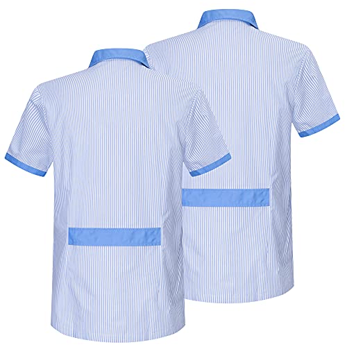 MISEMIYA - Pack*2-Camisa Camisetas Mujer Medica Mangas Cortas Uniforme Laboral Sanitarios Hospital Limpieza Ref.T820 - M, Celeste