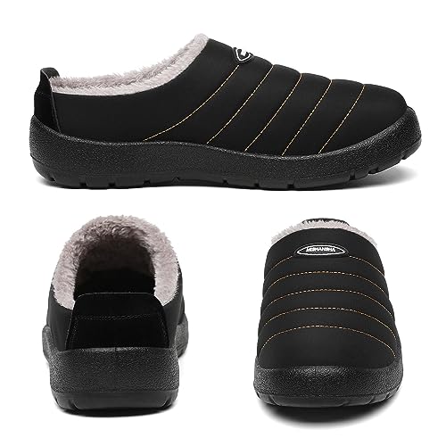 Mishansha Zapatillas de Estar por Casa Mujer Hombre Invierno Zapatos de Casa con Cómodas Forro de Cálidas - Suela Antideslizante para Exterior e Interior,Tinta Negro 41