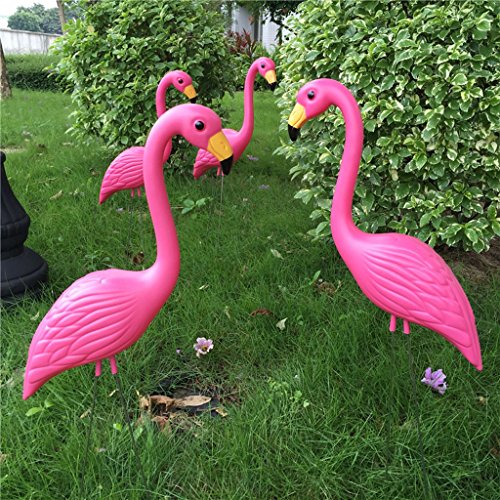misppro 2 figuras de plástico rosa flamenco para césped, adornos de jardín, decoración de pastizales