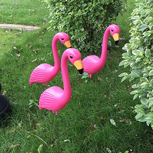 misppro 2 figuras de plástico rosa flamenco para césped, adornos de jardín, decoración de pastizales