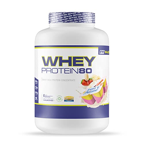 MM SUPPLEMENTS - Whey Protein80-2 Kg - Fresa y Plátano - Suplemento Deportivo Puro de Calidad - Proteína Whey - Con Lacprodan de Arla y Suero de Leche - Ayuda a Aumentar la Masa Muscular