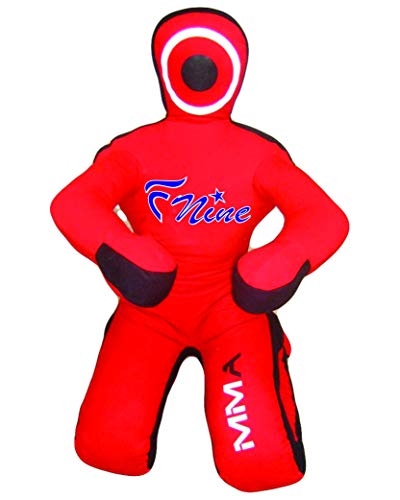 MMA Dummy Judo Punching UNFILLED Bag - Sitting Position Hands On Front Grappling Dummy (Canvas-Blue Large 70") (Red Canvas, 70")