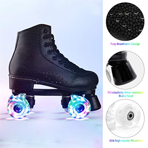 Mnsun Patines de ruedas Flash Wheel para hombre y mujer, patines con luz LED, patines de doble línea, 4 ruedas, ruedas clásicas, para niños, adolescentes y adultos