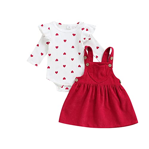 MoccyBabeLee Conjunto de vestido para bebé niña recién nacida, manga larga, body de flores, mameluco de pana, vestido general para bebés, rosso, 1 mes
