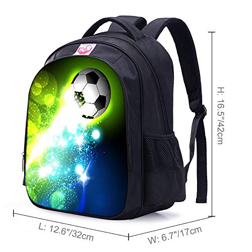 Mochila de fútbol para niños, mochila de fútbol con estampado de fútbol, mochila escolar, Talla única