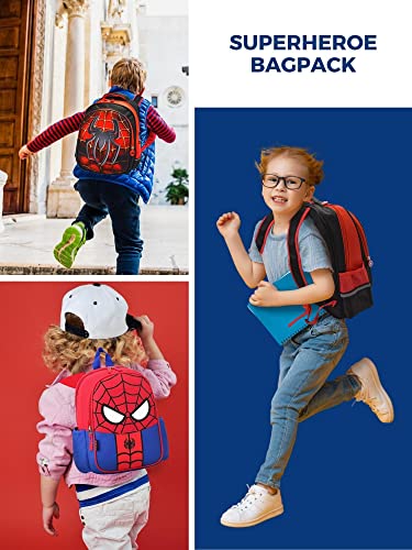 Mochila Escolar Spiderman 30 cm. Mochila Infantil Superhéroes con Diseño 3D Dibujos Animados con Cremallera de ABS, 2 Compartimentos, Asas Ajustables. Material Escolar para Niños y Niñas.